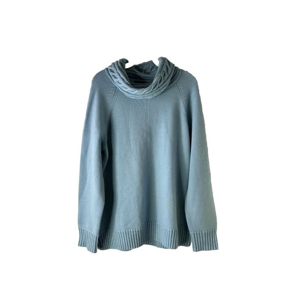 Talbots Chunky Wool Cowl Neck Sweater Blue - Picture 1 of 9